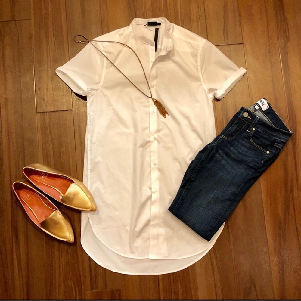 New with tag ASOS white short sleeve button down shirt